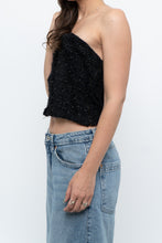 Load image into Gallery viewer, ZARA x Black Tweed Shimmer Cropped Top (XXS, XS)