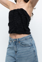 Load image into Gallery viewer, ZARA x Black Tweed Shimmer Cropped Top (XXS, XS)
