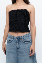 Load image into Gallery viewer, ZARA x Black Tweed Shimmer Cropped Top (XXS, XS)