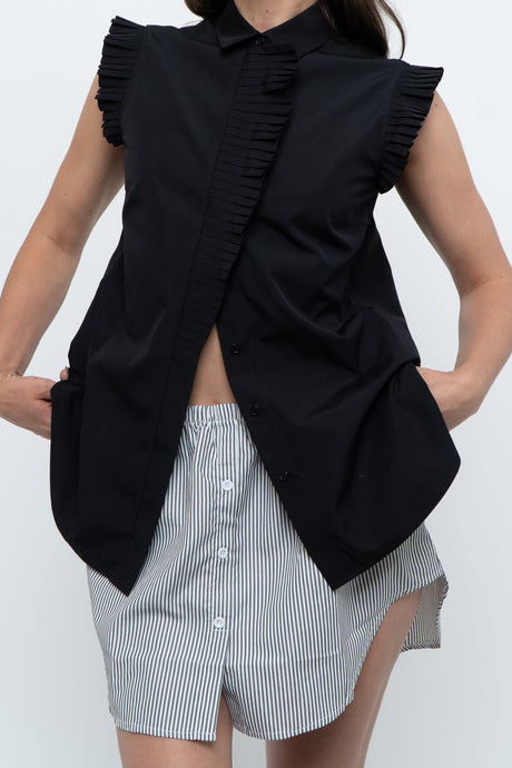 AKRIS x Black Sleeveless Cotton Buttonup (XS, S)