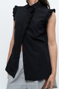 AKRIS x Black Sleeveless Cotton Buttonup (XS, S)