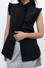 Load image into Gallery viewer, AKRIS x Black Sleeveless Cotton Buttonup (XS, S)