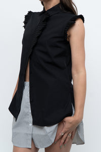 AKRIS x Black Sleeveless Cotton Buttonup (XS, S)