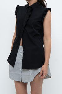 AKRIS x Black Sleeveless Cotton Buttonup (XS, S)