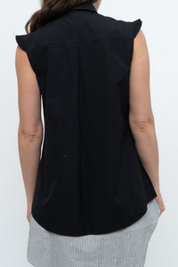 AKRIS x Black Sleeveless Cotton Buttonup (XS, S)