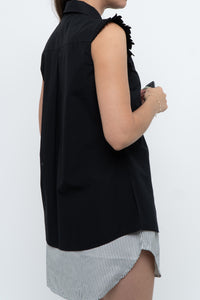 AKRIS x Black Sleeveless Cotton Buttonup (XS, S)