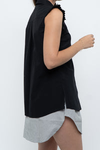 AKRIS x Black Sleeveless Cotton Buttonup (XS, S)