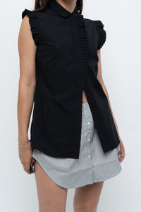 AKRIS x Black Sleeveless Cotton Buttonup (XS, S)