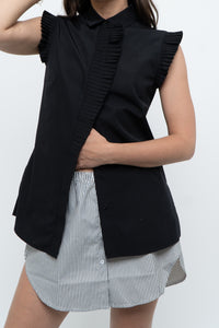 AKRIS x Black Sleeveless Cotton Buttonup (XS, S)