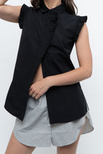 Load image into Gallery viewer, AKRIS x Black Sleeveless Cotton Buttonup (XS, S)