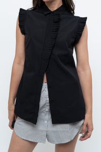 AKRIS x Black Sleeveless Cotton Buttonup (XS, S)