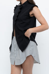 AKRIS x Black Sleeveless Cotton Buttonup (XS, S)