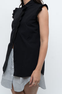 AKRIS x Black Sleeveless Cotton Buttonup (XS, S)
