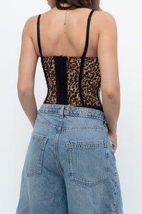 Vintage x Leopard, Pink Ribbon Corest (XS, XXS B Cup