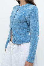 Load image into Gallery viewer, Vintage x Sky Blue Fuzzy Cropped Cardigan (XS, S)