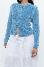 Load image into Gallery viewer, Vintage x Sky Blue Fuzzy Cropped Cardigan (XS, S)