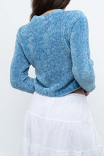 Load image into Gallery viewer, Vintage x Sky Blue Fuzzy Cropped Cardigan (XS, S)