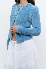 Load image into Gallery viewer, Vintage x Sky Blue Fuzzy Cropped Cardigan (XS, S)