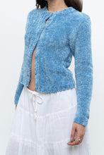 Load image into Gallery viewer, Vintage x Sky Blue Fuzzy Cropped Cardigan (XS, S)
