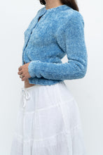 Load image into Gallery viewer, Vintage x Sky Blue Fuzzy Cropped Cardigan (XS, S)