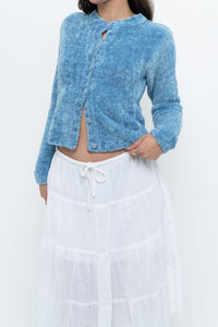 Vintage x Sky Blue Fuzzy Cropped Cardigan (XS, S)