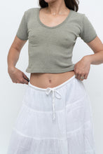 Load image into Gallery viewer, Vintage x Olive Green Waffle Cropped Baby Tee (XS, S)