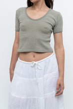 Load image into Gallery viewer, Vintage x Olive Green Waffle Cropped Baby Tee (XS, S)