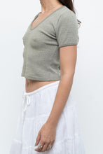 Load image into Gallery viewer, Vintage x Olive Green Waffle Cropped Baby Tee (XS, S)