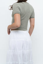 Load image into Gallery viewer, Vintage x Olive Green Waffle Cropped Baby Tee (XS, S)