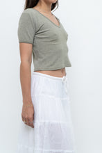 Load image into Gallery viewer, Vintage x Olive Green Waffle Cropped Baby Tee (XS, S)