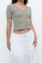 Load image into Gallery viewer, Vintage x Olive Green Waffle Cropped Baby Tee (XS, S)