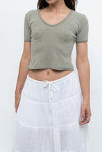 Load image into Gallery viewer, Vintage x Olive Green Waffle Cropped Baby Tee (XS, S)