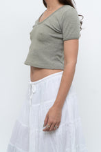 Load image into Gallery viewer, Vintage x Olive Green Waffle Cropped Baby Tee (XS, S)