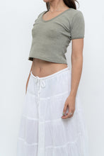 Load image into Gallery viewer, Vintage x Olive Green Waffle Cropped Baby Tee (XS, S)