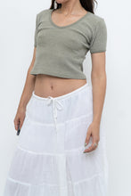 Load image into Gallery viewer, Vintage x Olive Green Waffle Cropped Baby Tee (XS, S)
