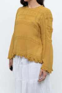 FREE PEOPLE x Honey Yellow Bohemian Blouse (S, M)
