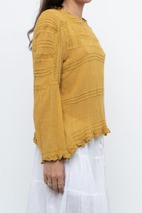 FREE PEOPLE x Honey Yellow Bohemian Blouse (S, M)