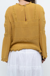 FREE PEOPLE x Honey Yellow Bohemian Blouse (S, M)