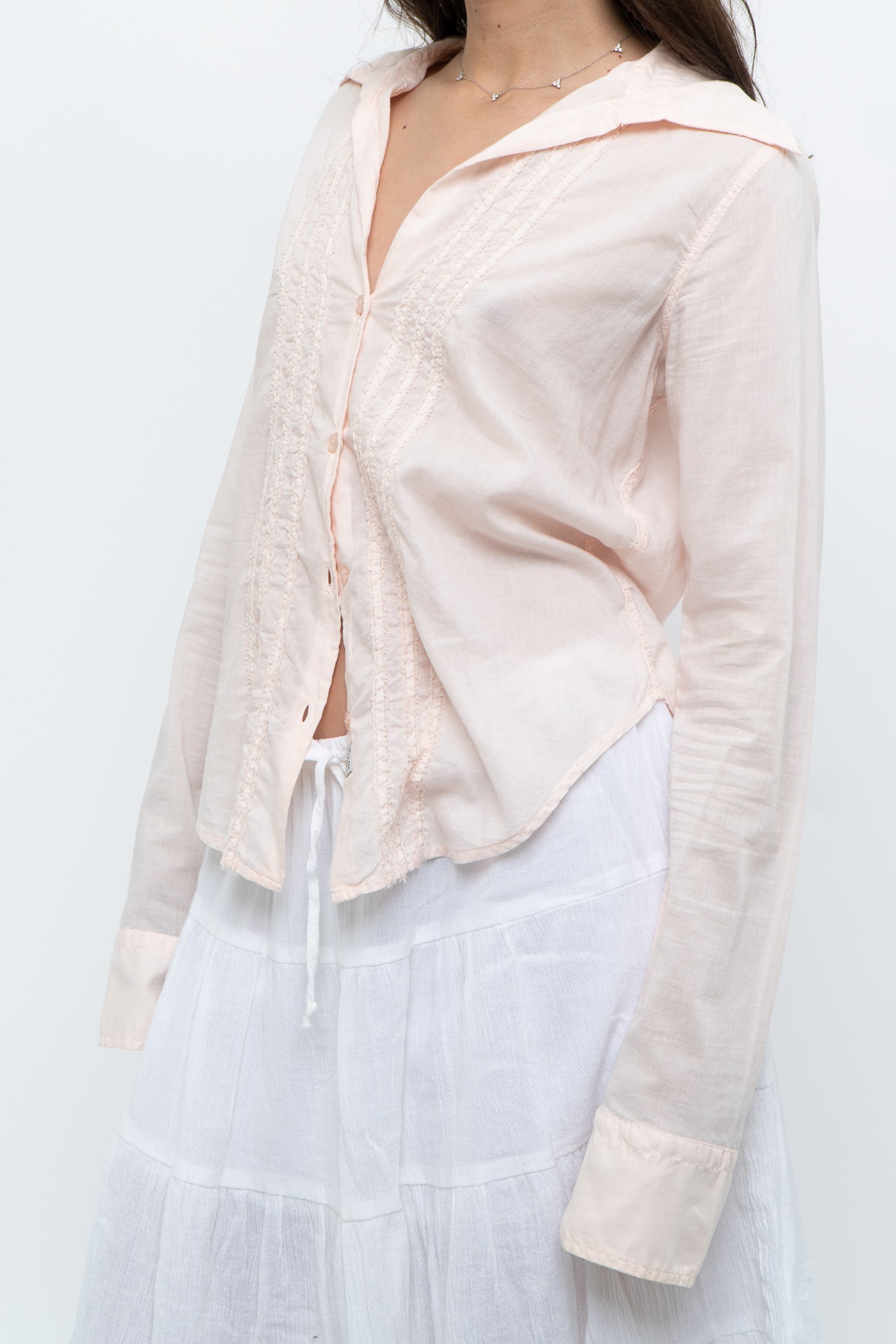 Vintage x GUESS Baby Pink Lightweight Cotton Buttonup (XS-L)