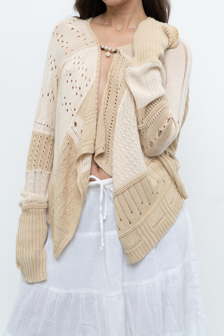 GARY GRAHAM x Beige, Cream Open Knit Flowy Cardigan (S-L)