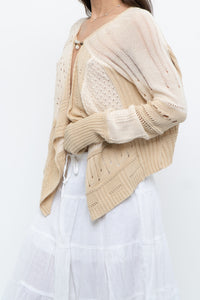 GARY GRAHAM x Beige, Cream Open Knit Flowy Cardigan (S-L)