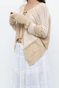 GARY GRAHAM x Beige, Cream Open Knit Flowy Cardigan (S-L)