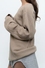 Load image into Gallery viewer, RAILS x Taupe Oversized Waffle Knit Crewneck (S-L)