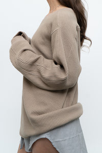 RAILS x Taupe Oversized Waffle Knit Crewneck (S-L)