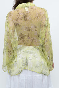 Vintage x Lime Patterned Silk Sheer Blouse (XS-XL)