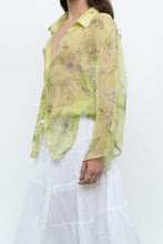Load image into Gallery viewer, Vintage x Lime Patterned Silk Sheer Blouse (XS-XL)