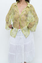 Load image into Gallery viewer, Vintage x Lime Patterned Silk Sheer Blouse (XS-XL)