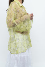 Load image into Gallery viewer, Vintage x Lime Patterned Silk Sheer Blouse (XS-XL)