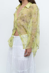 Vintage x Lime Patterned Silk Sheer Blouse (XS-XL)