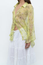 Load image into Gallery viewer, Vintage x Lime Patterned Silk Sheer Blouse (XS-XL)